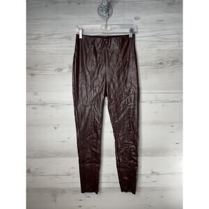 HM Pants Womens 6 Burgundy Faux‎ Leather Pull On Leggings Coated Oxblood Slim